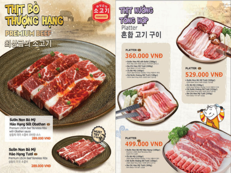 Menu ấn tượng với thực khách